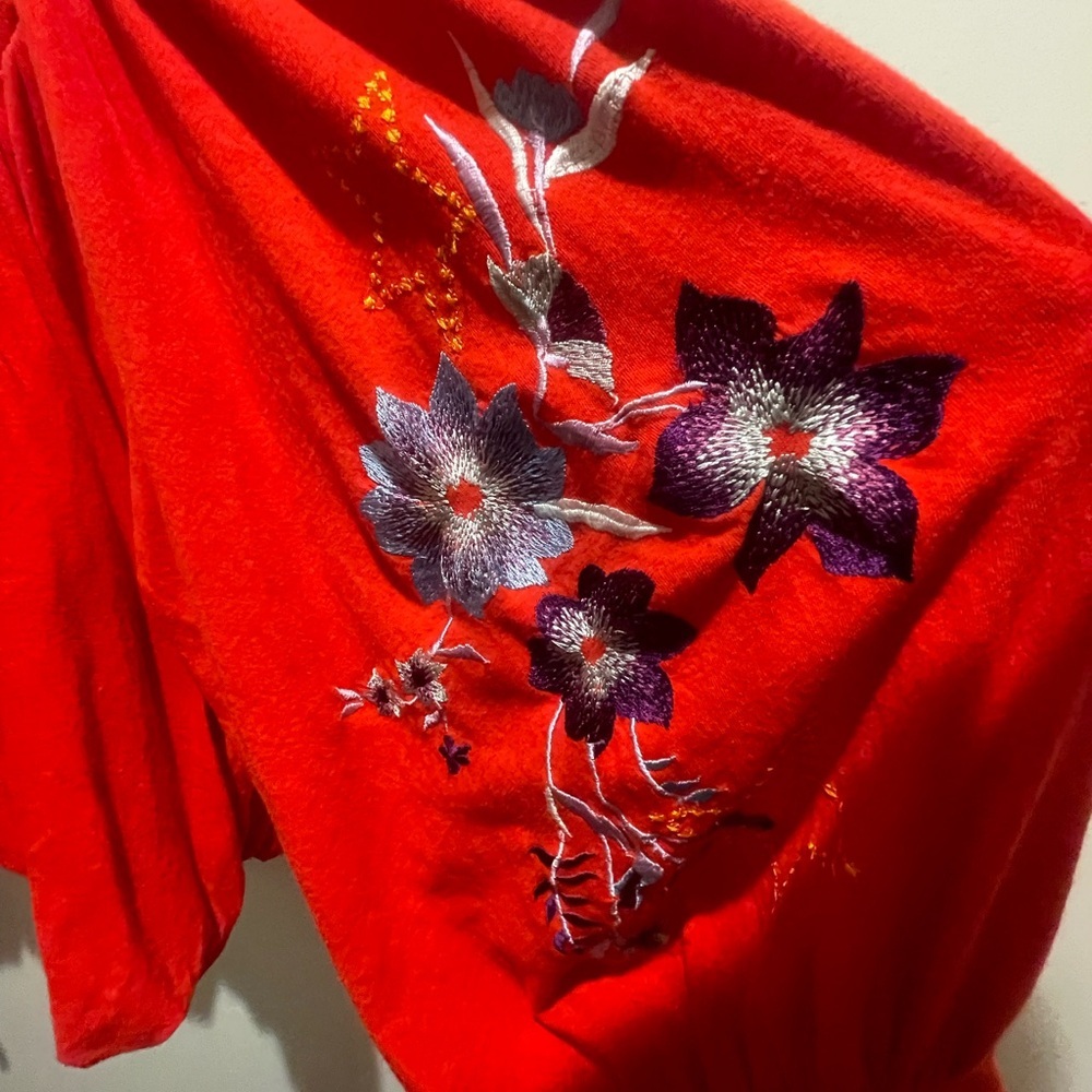 Free People red bell sleeve shirt - Picture 4 of 5